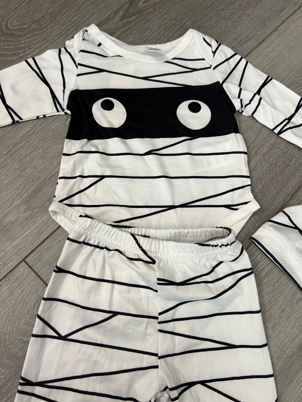 Baby Mummy Costume Pajama Set - Black & White Striped